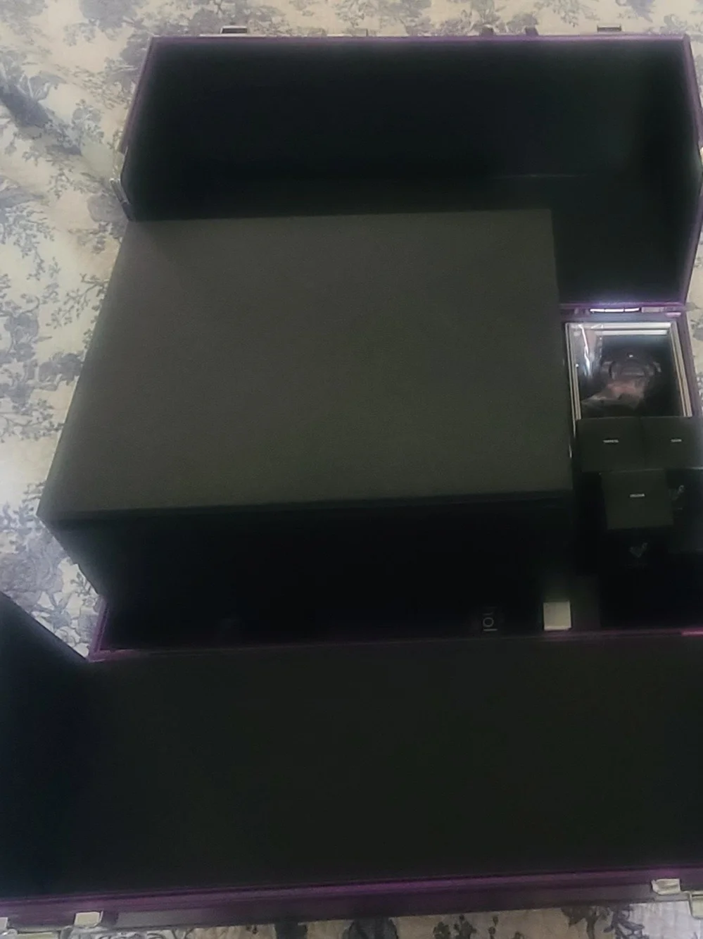 Professional Makeup Kit - Black & Purple Organizer with Assorted Cosmetics